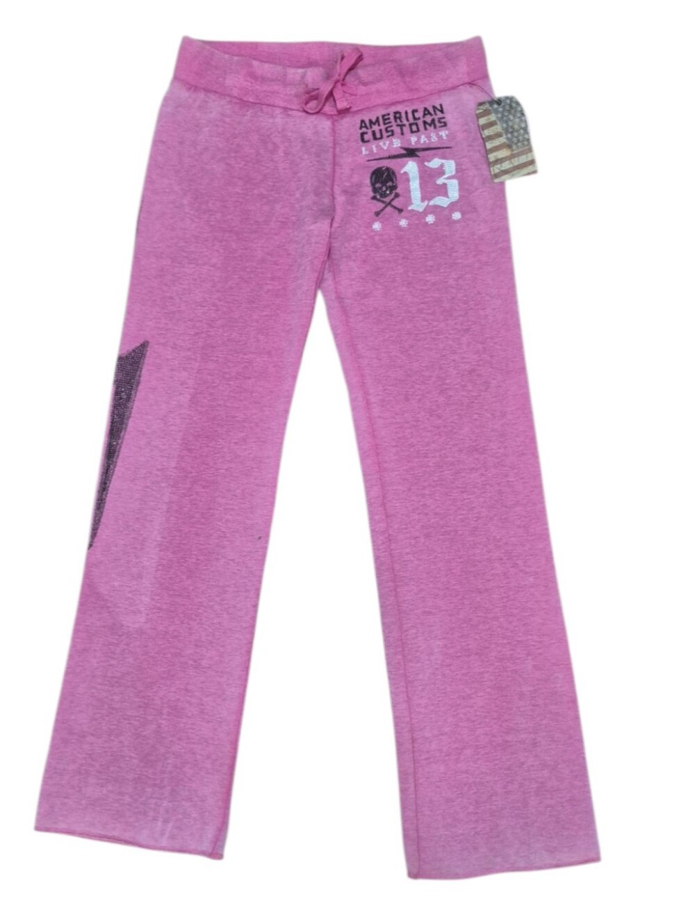 NWT Vintage 2012 Affliction American Customs Sweatpants Pink Fleece Deadstock- L